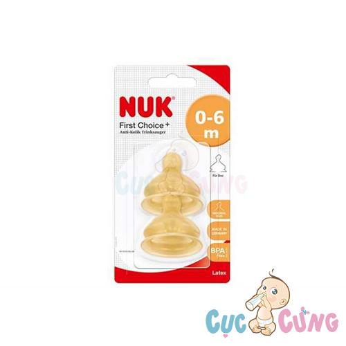 Ty bình sữa Nuk cao su cổ rộng size 1S- 2 cái/vỹ NU66049 - num vu thay binh sua