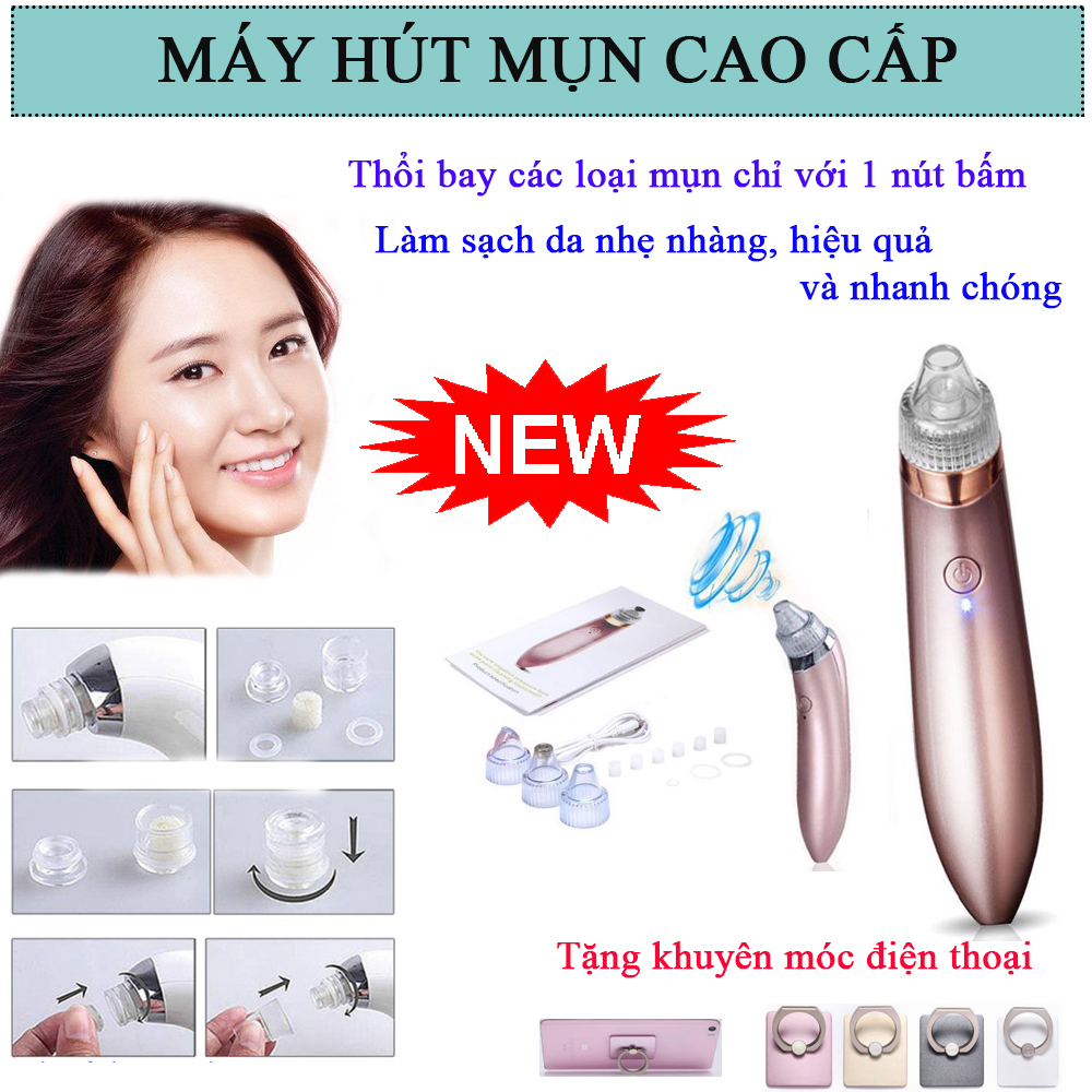 Máy Hút Mụn Hàn Quốc, Máy Hút Mụn, Máy Hút Mụn Cầm Tay.Hút Sạch Tất Cả Mụn Cám, Mụn Đầu Đen Sâu Bên Trong Da Mặt, Giúp Bảo Vệ Và Cải Thiện Làn Da. Sử Dụng Pin Sạc An Toàn, Hiệu Quả - GIÁ SỐC - MUA NGAY + TẶNG 01 KHUYÊN MÓC DÁN ĐT!