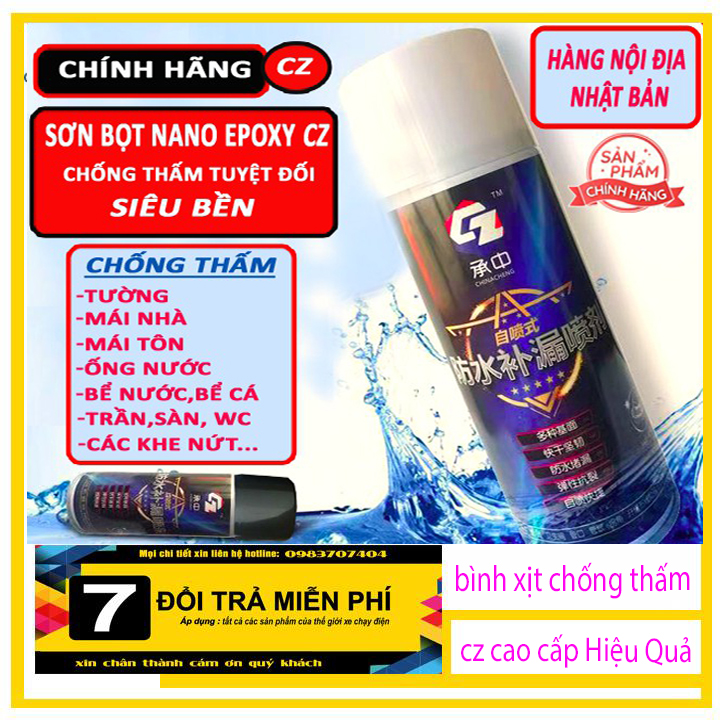 [CÓ SẴN] Bình Xịt Chống Thấm Nano Epoxy CZ, Xịt Chống Dột CZ, Sơn Bọt CZ Chống Thấm Đa Năng Nội Địa Nhật Bản