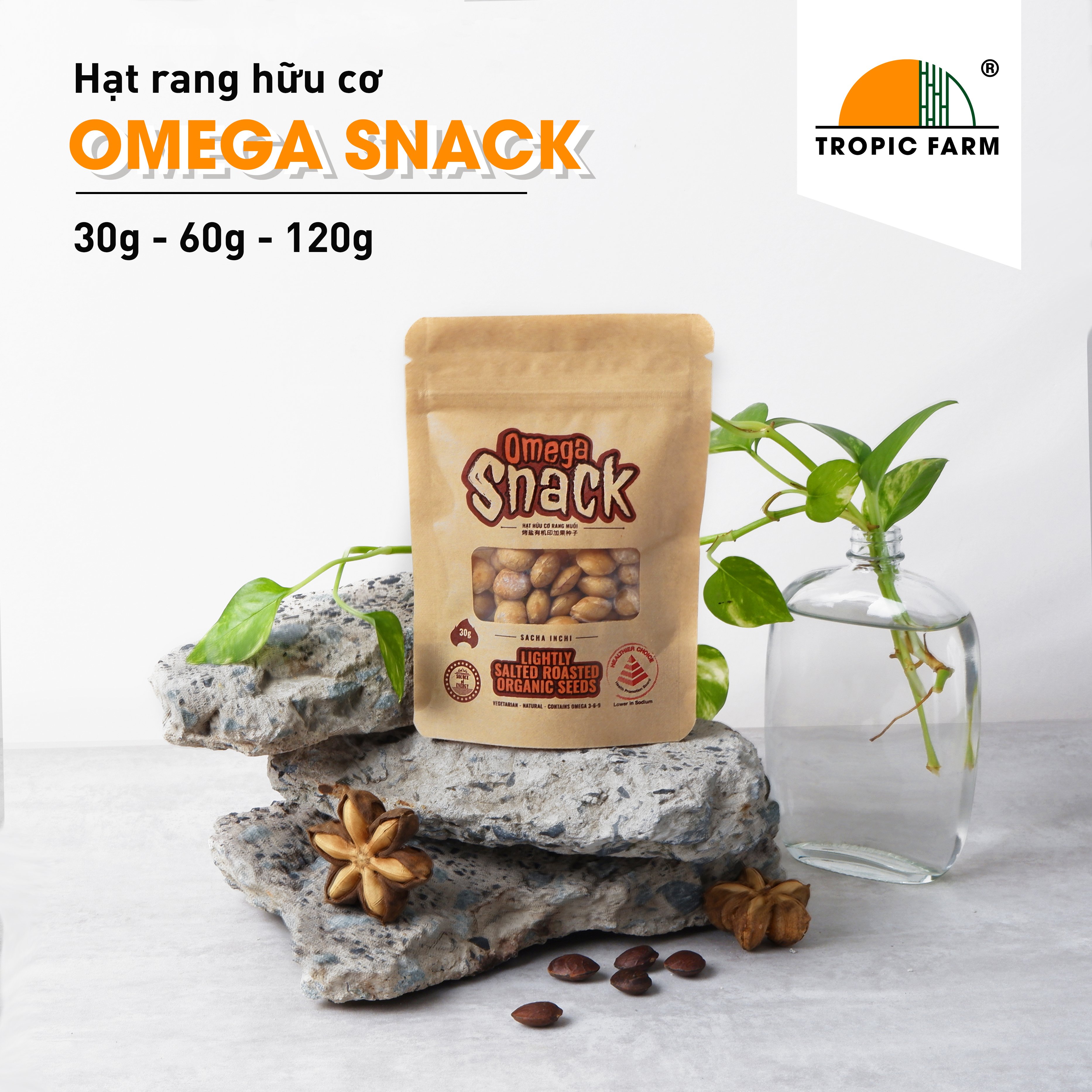 Hạt Sachi Hữu Cơ Rang Muối - Omega Snack 30g - Bổ Sung Omega 369
