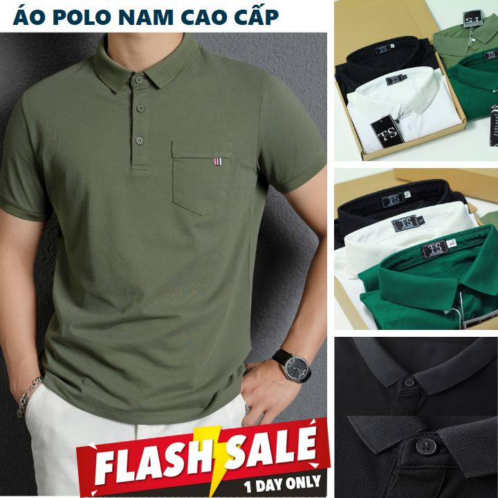 Áo thun nam có túi cổ bẻ tay ngắn vải cotton mềm mát cao cấp