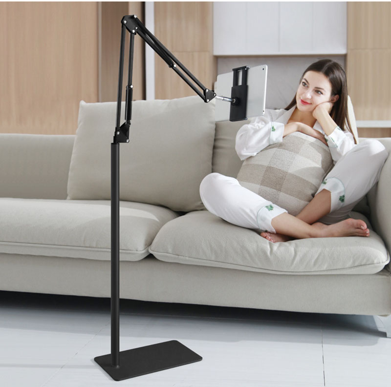 Chân đỡ ipad đứng 135cm nhôm nguyên khối cao cấp, đế chống trượt chắc chắn - Gía treo điện thoại quay video, gậy live tream ,xem phim chống mõi