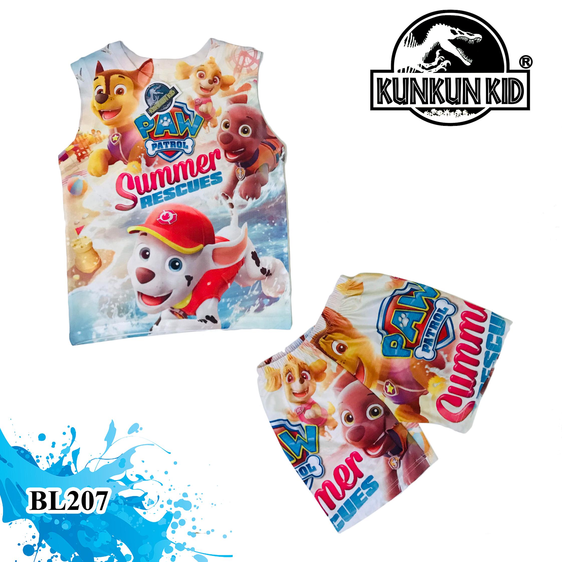 Bộ quần áo thun 3 lổ bé trai in 3d hình paw summer rescues