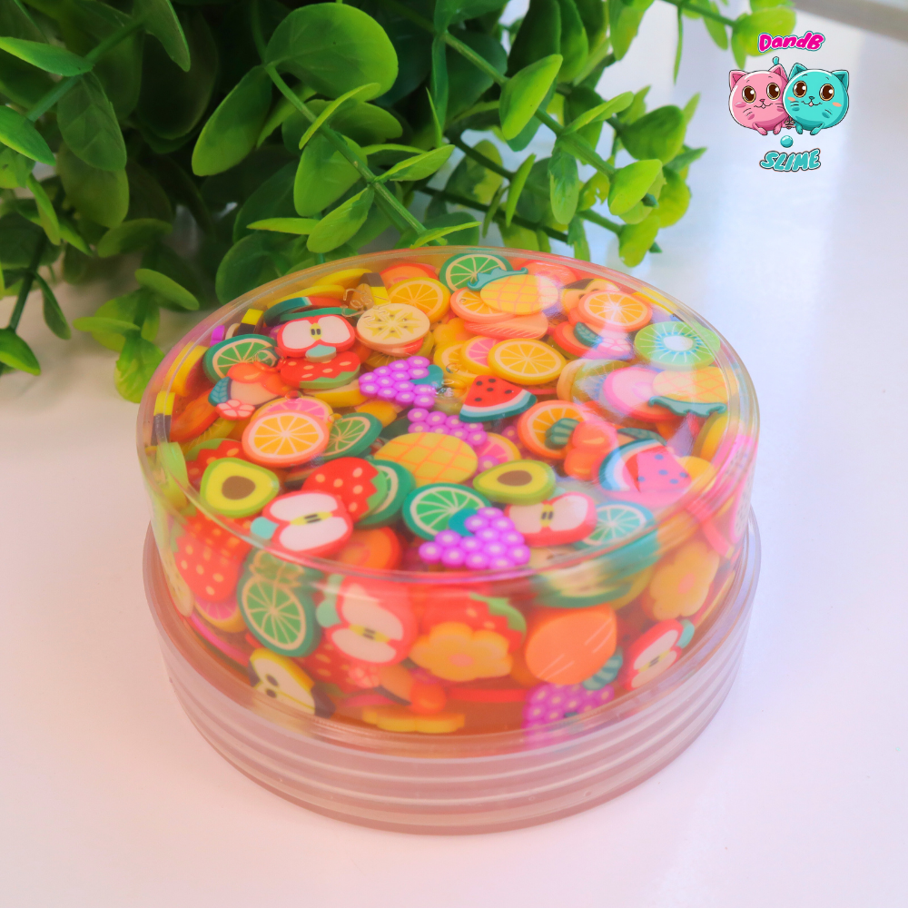 Đồ chơi clear slime mix với cốm trái cây to 120ml / crunchy slime / đồ chơi slime handmade an toàn