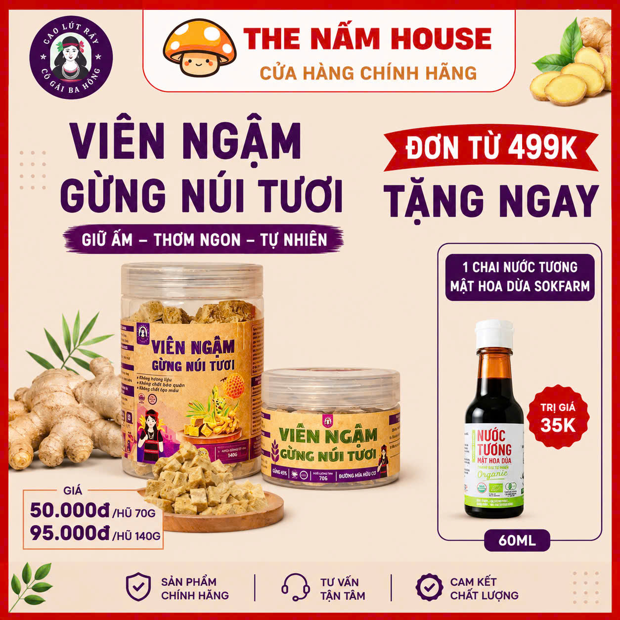 Mứt Gừng Núi Tẩm Mật Ong Rừng Dạng viên - 200gr