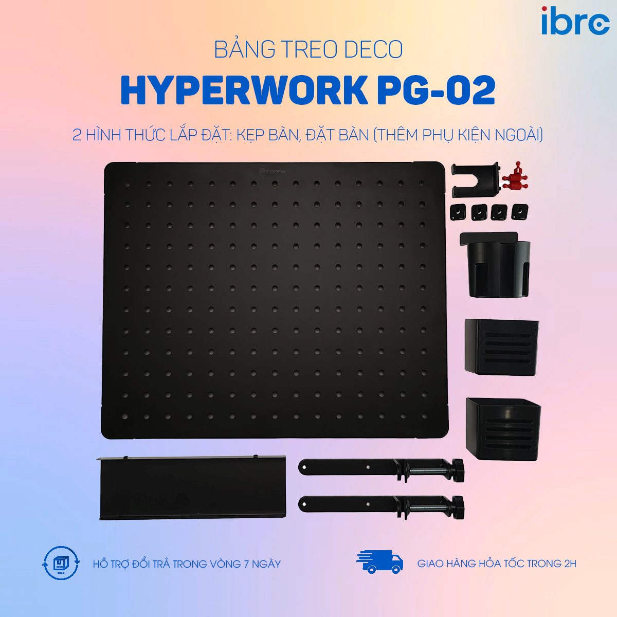Bảng treo deco Pegboard kim loại HyperWork PG-02