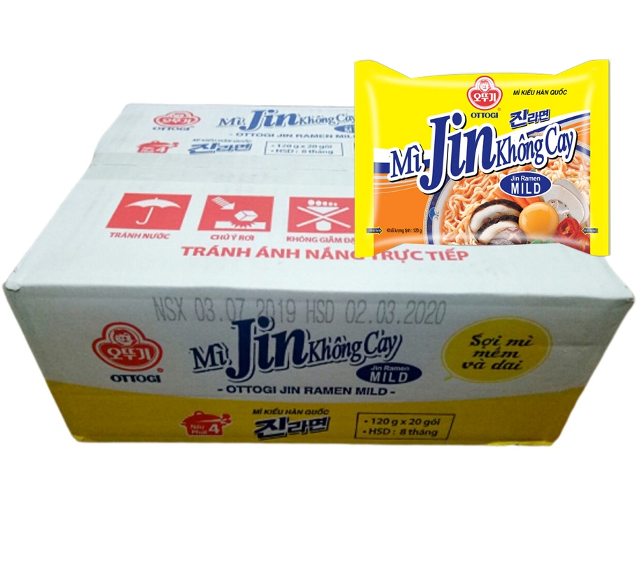 1 Thùng 20 gói - mì Jin không cay Ottogi 120g, cam kết hàng chính hãng, chất lượng đảm bảo, an toàn cho sức khỏe người dùng