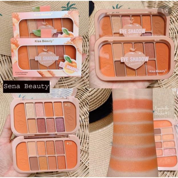 ❆  Set Trang Điểm Kiss Beauty Gồm 8 Ô Phấn Mắt   2 Ô Phấn Má Tiện Dụng