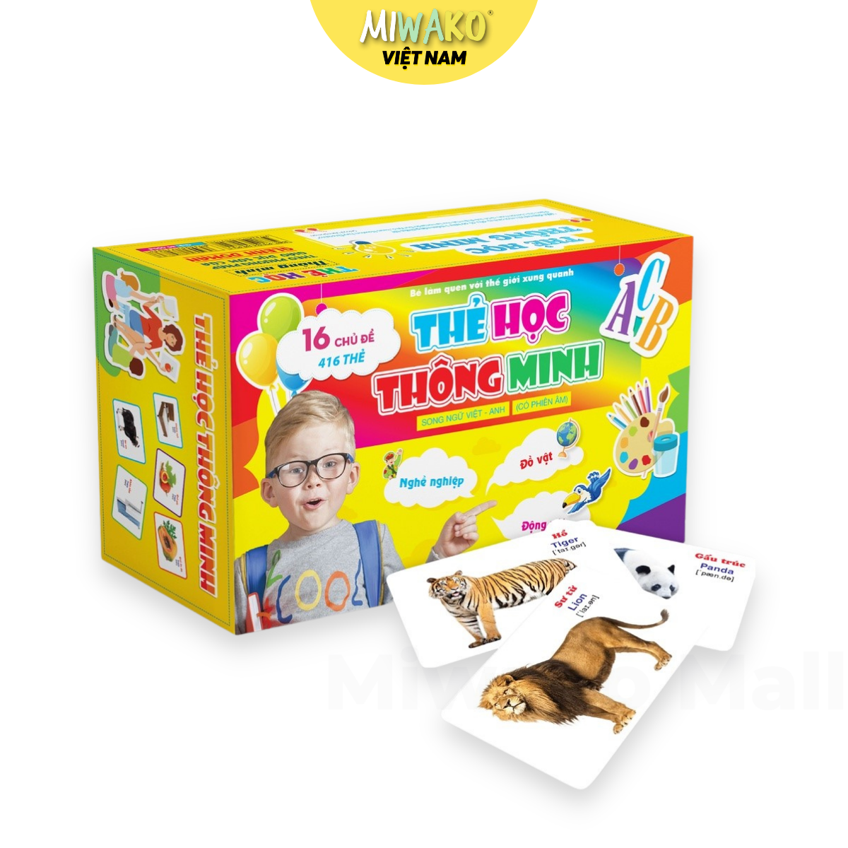 Thẻ Học Thông Minh - Thẻ học Flashcard Song Ngữ (416 Thẻ Flashcards Tiếng Anh Tiếng Việt 16 Chủ Đề) Giúp Rèn Luyện Trí Nhớ Và Ngôn Ngữ