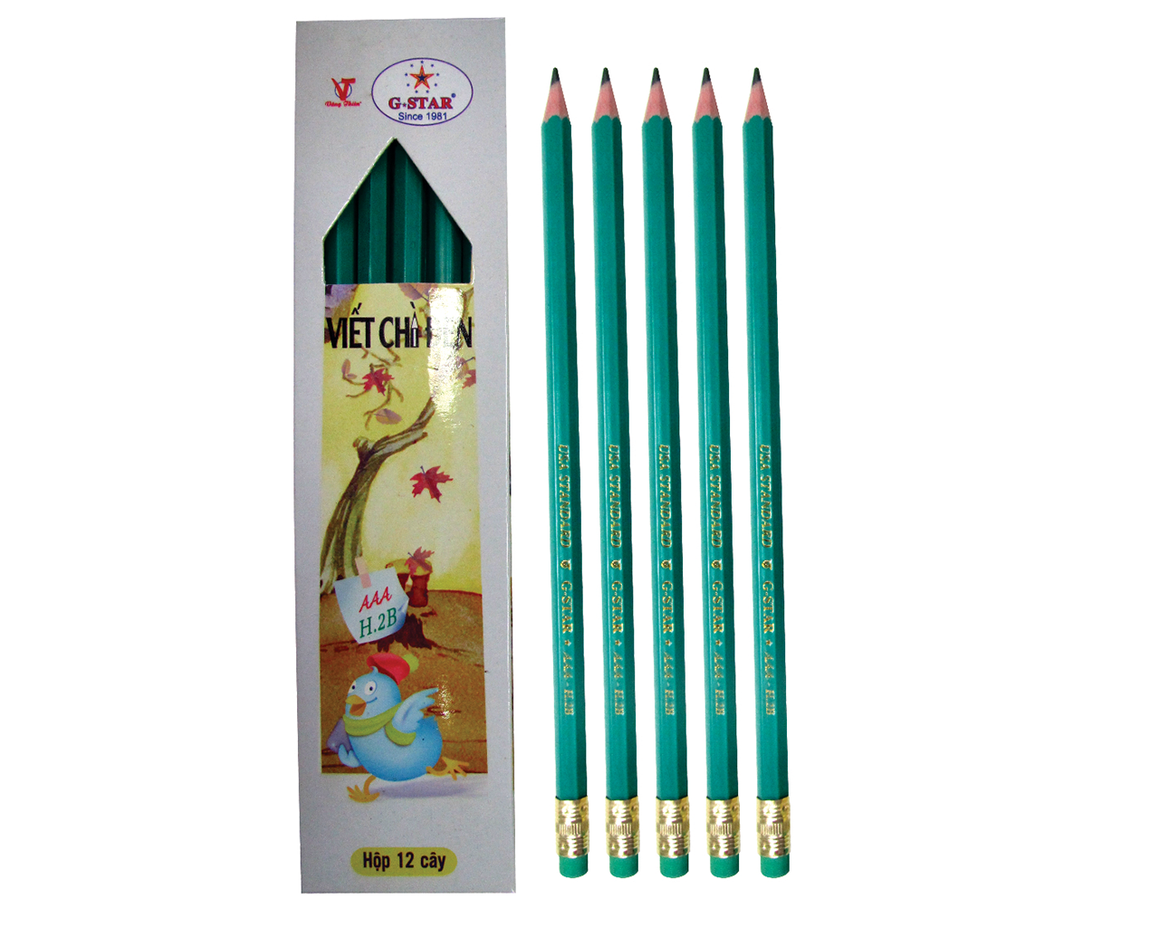 Hộp 12 cây bút chì HB G-STAR AAA, Bút chì B2 nét chữ nhỏ gọn thanh thoát, hiệu ứng màu tốt