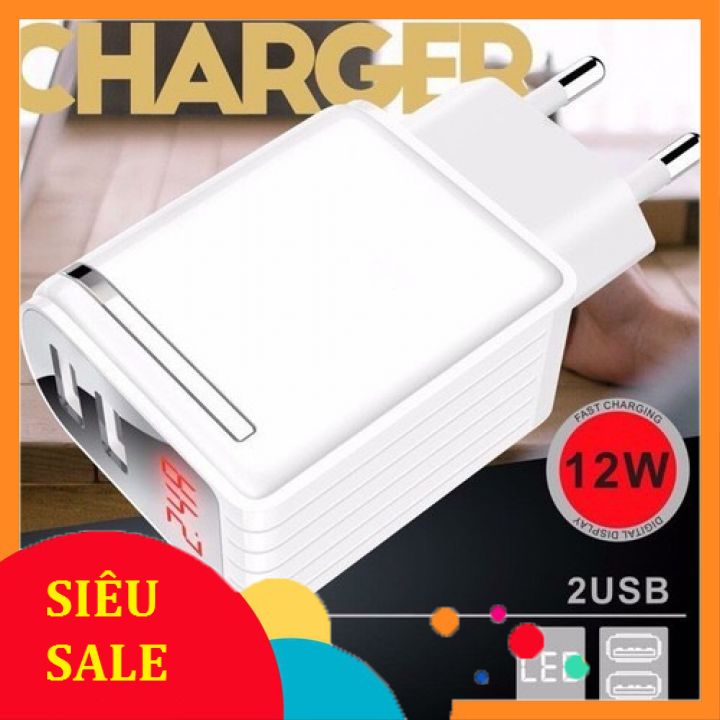 Củ sạc ipad byz-u13 12w 2 cổng sạc 2usb + 2.4a + sạc nhanh hiện số sạc cao cấp dành cho hđh ios và android.