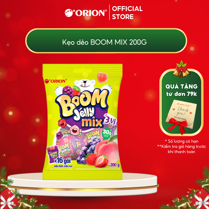 Kẹo Dẻo Boom Jelly THẠCH Orion MIX VỊ túi 200g