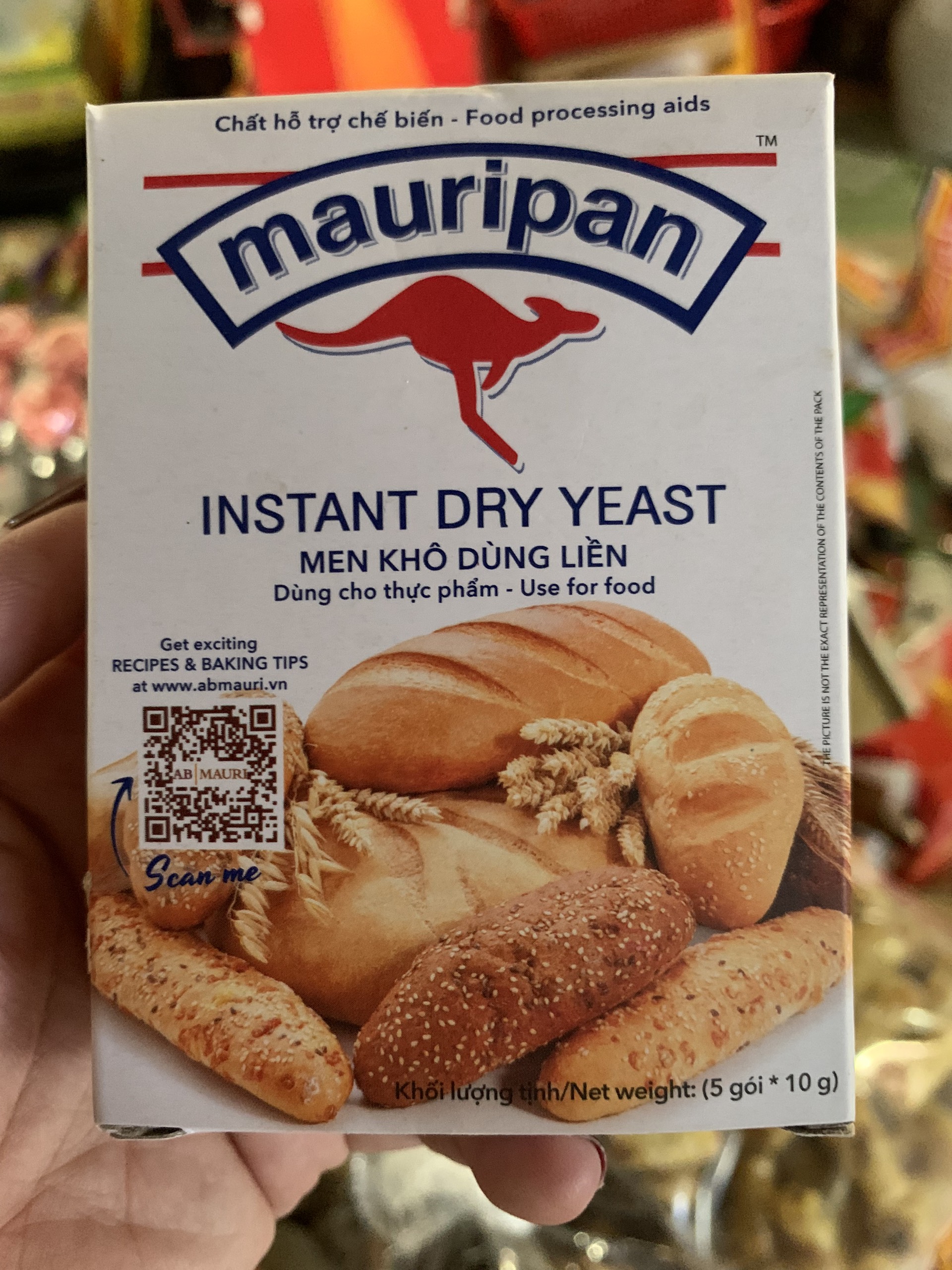 Hộp 5 gói men khô dùng liền men nở - mem bánh mì gói 10g