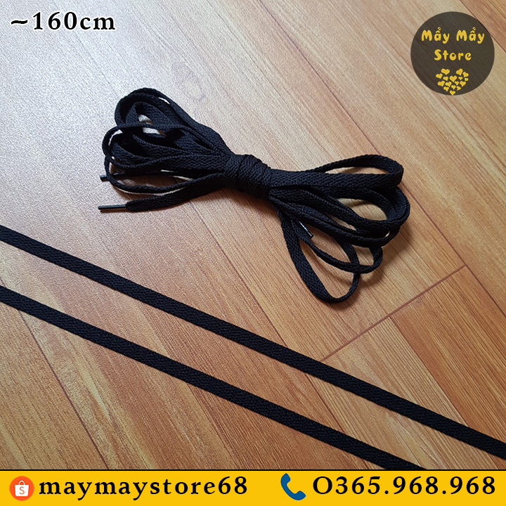 Dây giày dẹt màu đen dài 160cm