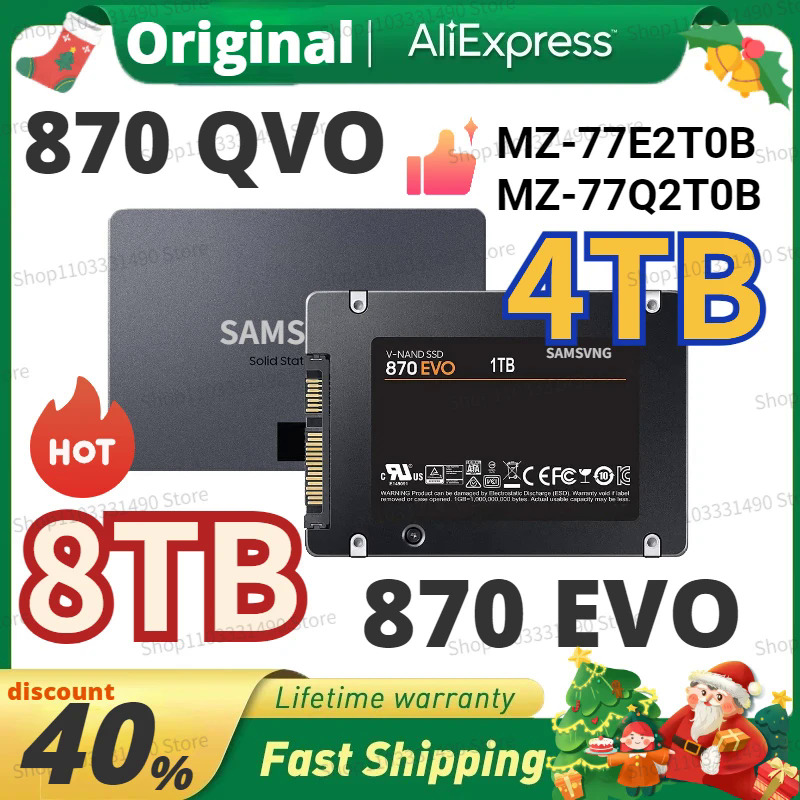 Hot 4TB trạng thái rắn đĩa SSD 870 EVO 250GB 500GB 1TB 2TB nội bộ HDD ổ cứng SATA3 2.5 inch máy tính xách tay Máy tính để bàn PC MLC Disco Duro