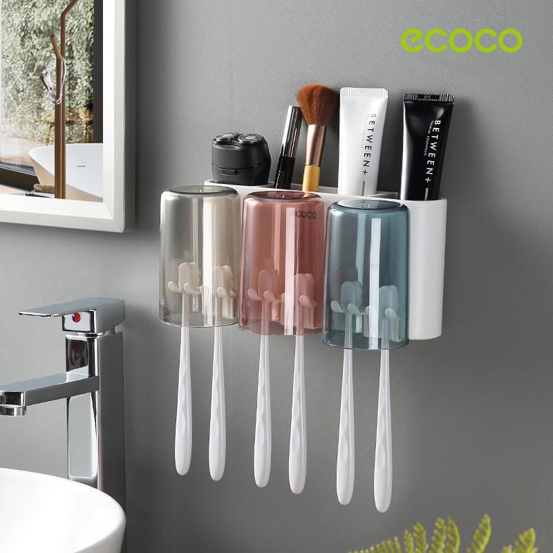 Kệ cắm bàn chải ECOCO dính cường lực siêu chắc kèm cốc E1925
