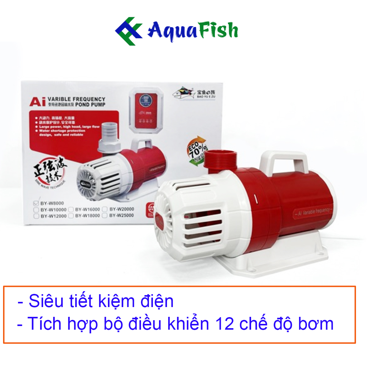 Máy bơm hồ koi tiết kiệm điện điều chỉnh lưu lượng Baoyu BY-W8000-10000