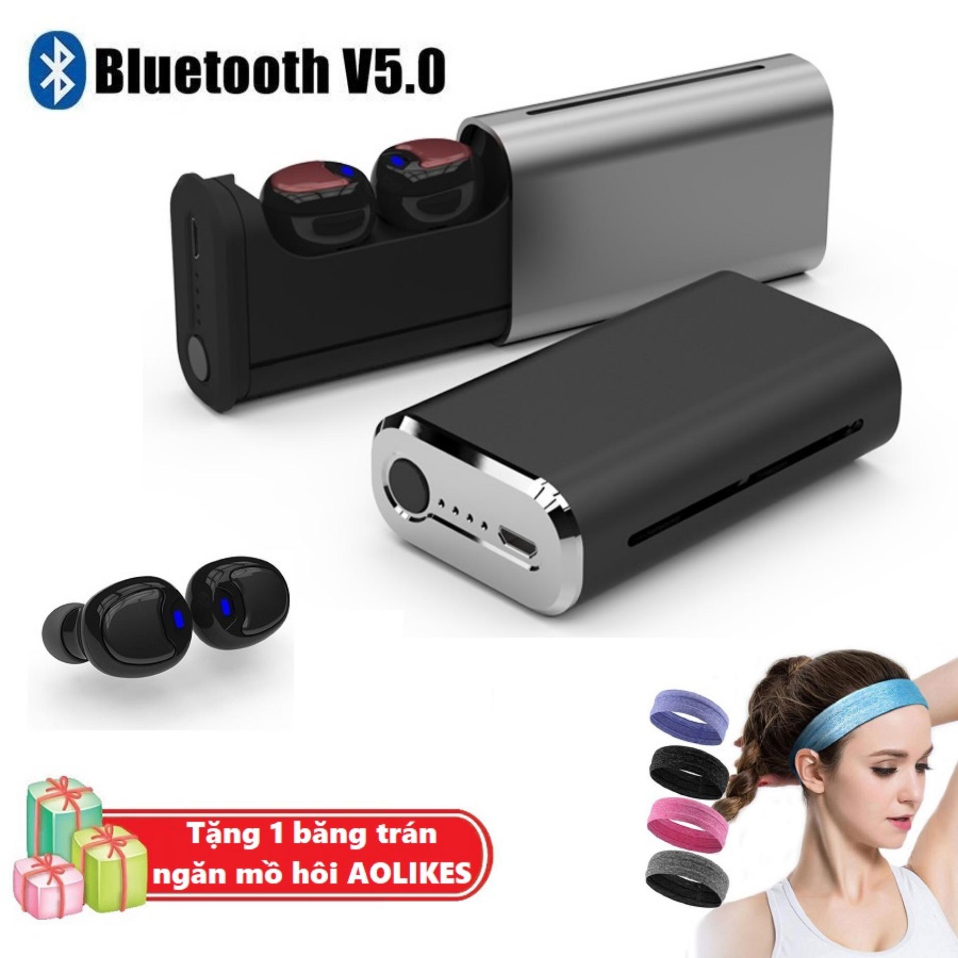 Tai nghe True Wireless Stereo G1 Bluetooth 5.0 âm thanh Hifi 3D - cảm ứng, tự động kết nối, tự động ngắt - Touch Headphone Tặng kèm Băng trán ngăn mồ hôi AOLIKES