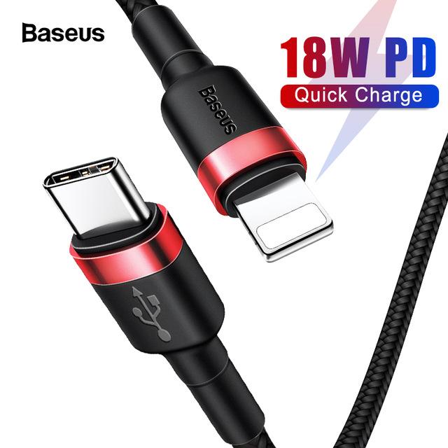[BẢO HÀNH 12 THÁNG] Cáp sạc nhanh và truyền dữ liệu tốc độ cao Type C - Lightning Baseus (CATKLF) cho iPhone (18W PD Cáp bọc chống gãy đứt)