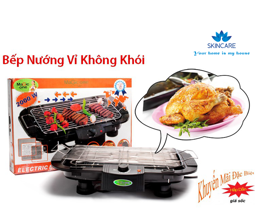 Bếp nướng điện, Bếp nướng điên không khói - Bếp nướng điện không khói Electric Barbecue Grill, thơm ngon, sạch sẽ, an toàn, mang món ngon tới gia đình bạn.