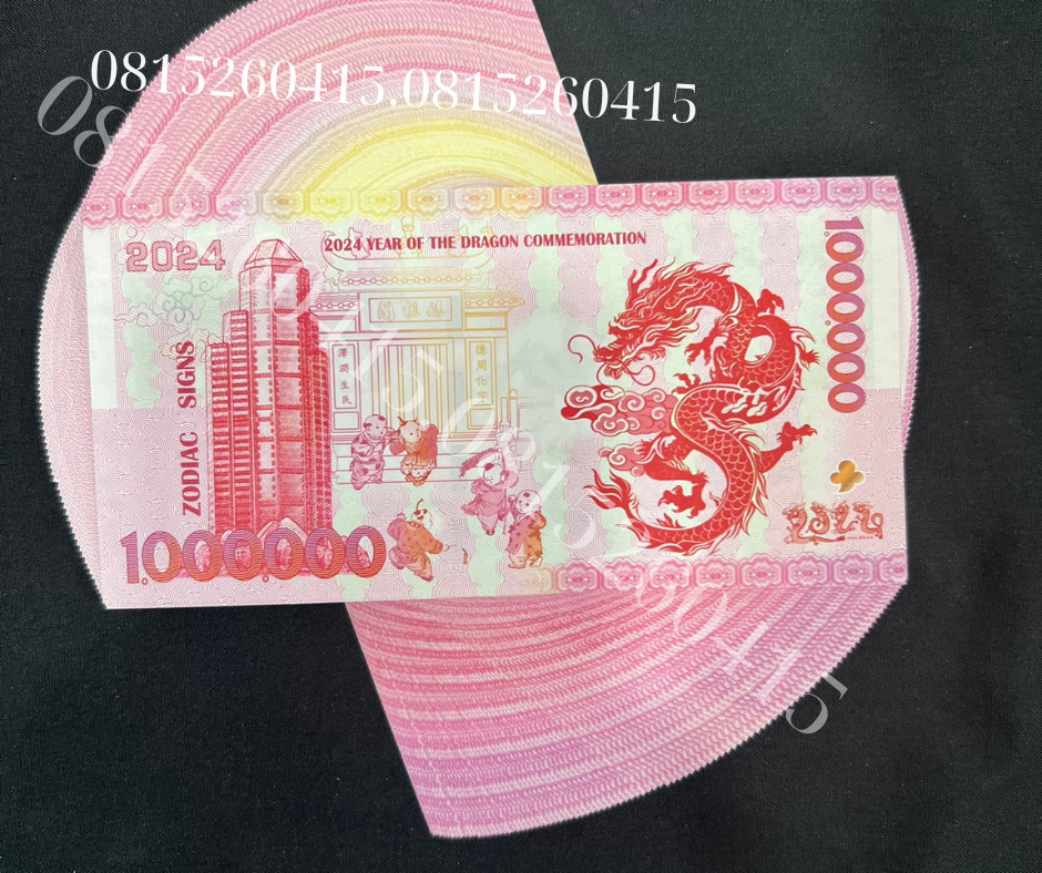 Combo sỉ 100 tờ tiền lì xì 1 triệu macao con rồng lì xì tết 2024