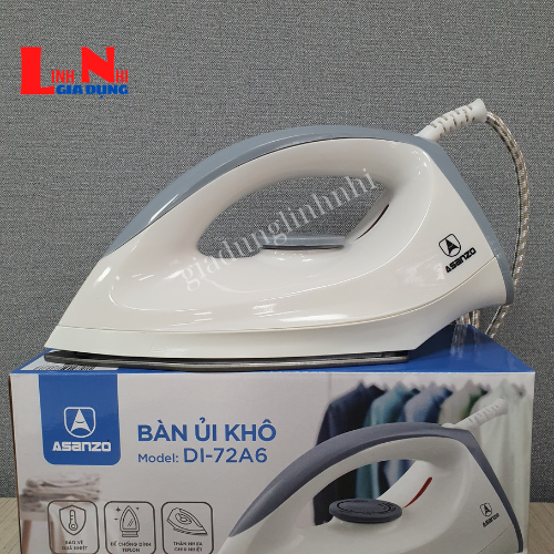 Bàn Ủi Khô Asanzo DI-72A6 Công Suất 1000W, Đế Chóng Dính Cao Cấp, Kiểu Dáng Trang Nhã