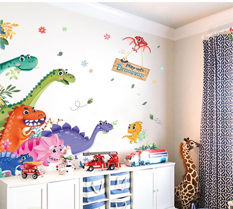 Decal tranh dán tường Khủng long dán cửa