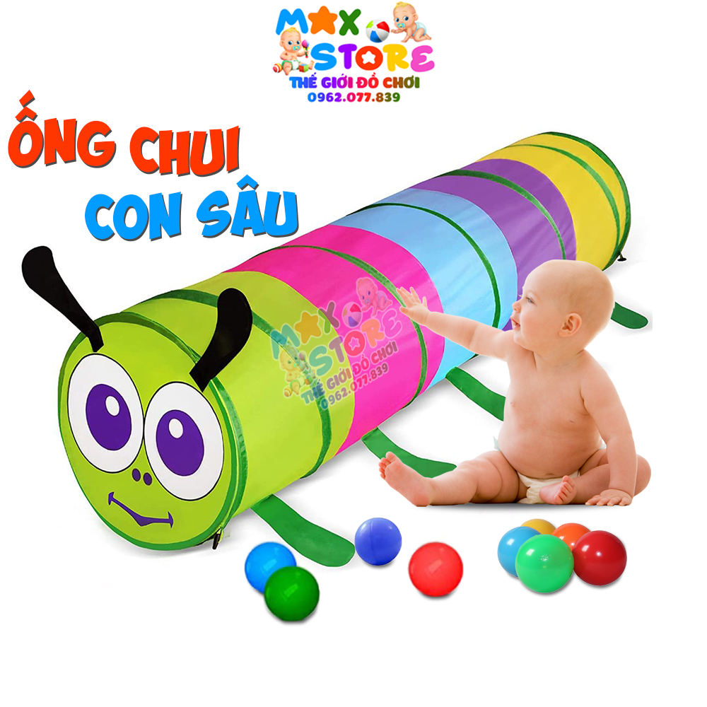 Ống chui con sâu, ống chui vận động trơn 2 đầu cho bé