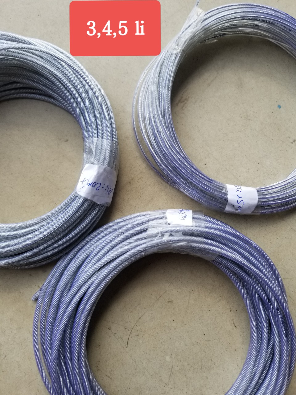 Cáp thép bọc nhựa cuộn 100 mét -.Đủ các Size 3mm 6 mm .hanghoagiavip
