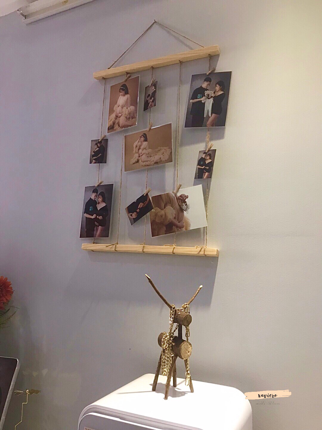 Khung treo ảnh gỗ Diy tặng kèm kẹp gỗ xaviero decor trang trí tường