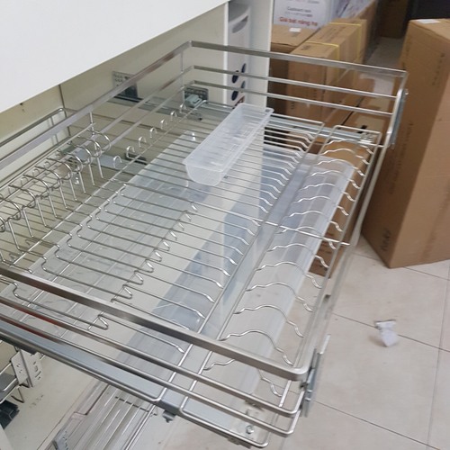 Giá Bát Đĩa Đa Năng Tủ Bếp Dưới NAN DẸT Cao Cấp Ray Âm Giảm Chấn INOX 304 (BH Trọn Đời)