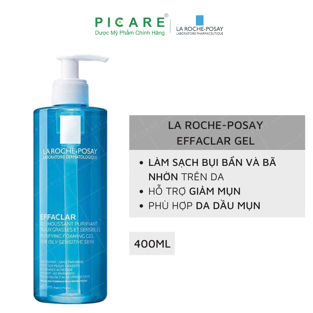 [GIẢM 20K ĐƠN 399K] La Roche Posay Gel Rửa Mặt Tạo Bọt Làm Sạch Dành Cho Da Dầu Nhạy Cảm Effaclar Purifying Foaming Gel 400ml