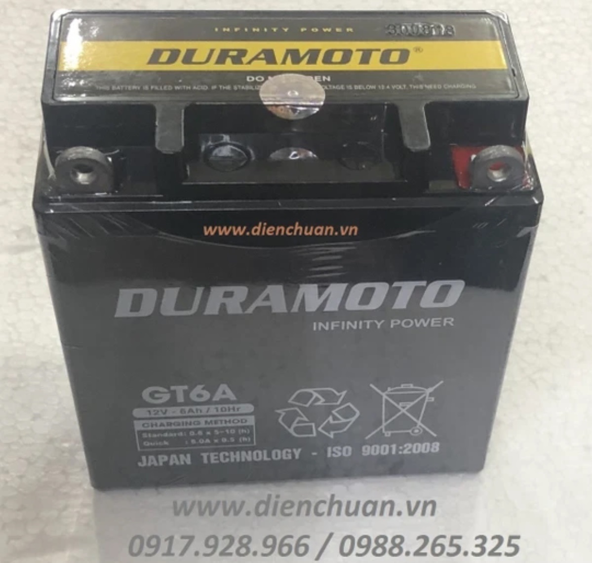 Ắc quy xe máy Honda Dream, Suzuki Viva, Yamato Jupiter/Taurus/ Sirius 12V 6Ah Duramoto GT6A