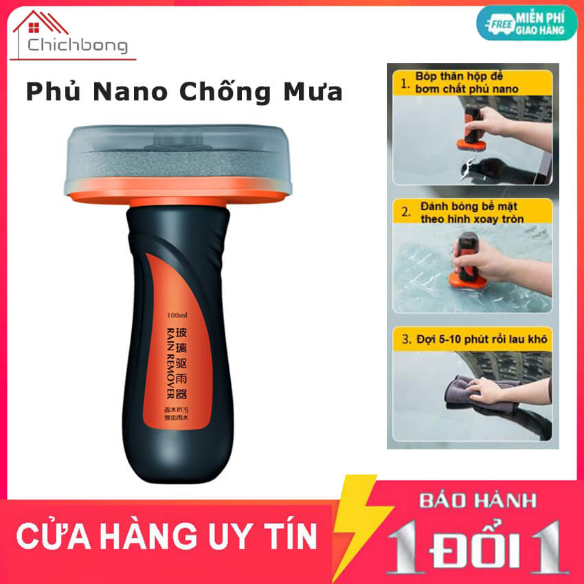 Chai xịt phủ Nano chống nước kính ô tô, phủ bóng sơn xe oto, Chống nước bề mặt kính cận, kính mũ bảo hiểm, hỗ trợ rửa kính giảm trầy xước, chống bám nước - 100ML