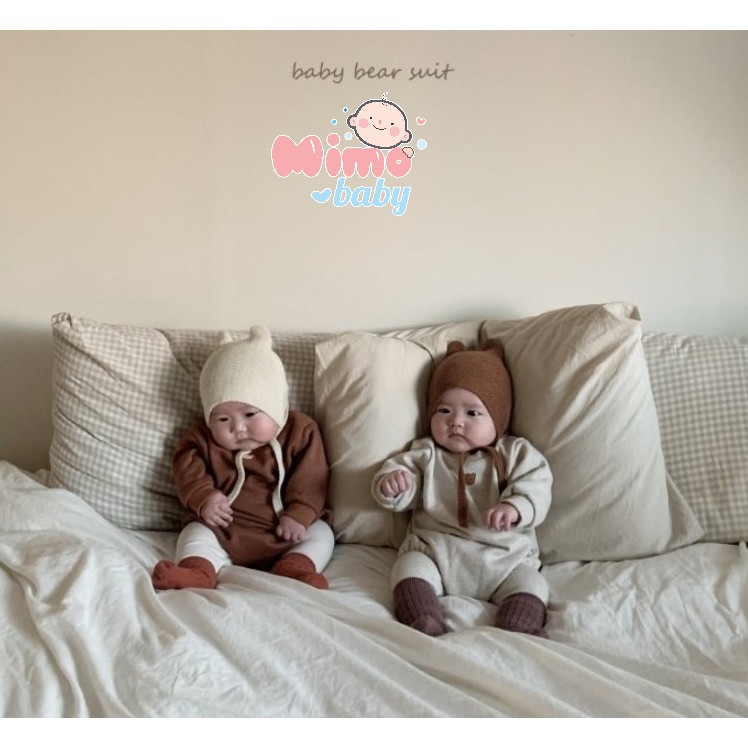 Mũ len cột dây 2 sừng siêu cute cho bé