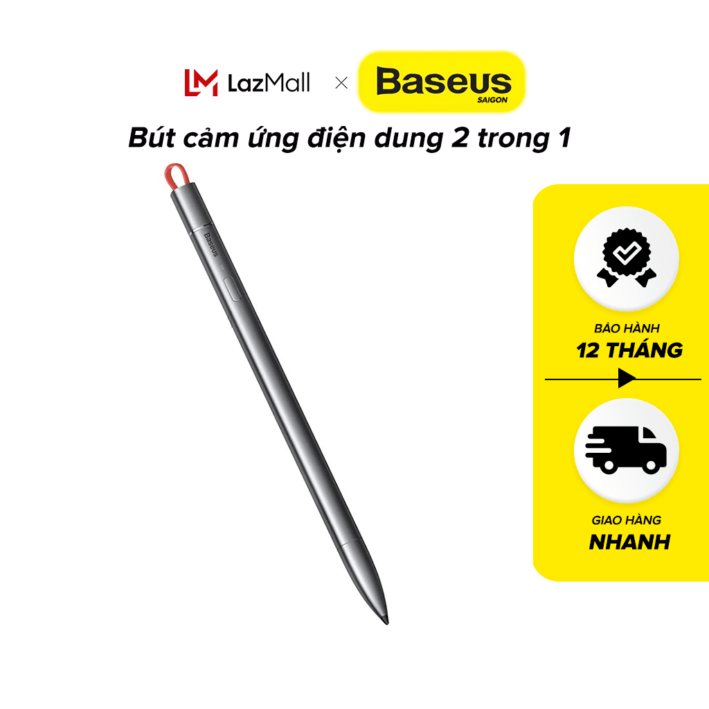 Bút cảm ứng điện dung 2 trong 1 cho màn hình ipad, iphone, samsung, xiaomi baseus square line capacitive stylus pen - hàng chính hãng - acsxb-a0