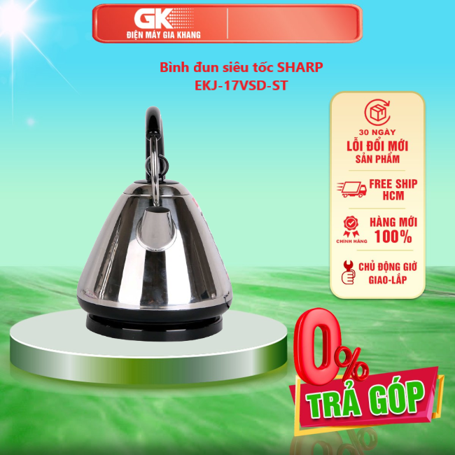 Bình đun siêu tốc sharp ekj-17vsd-st - giao toàn quốc - freeship hcm