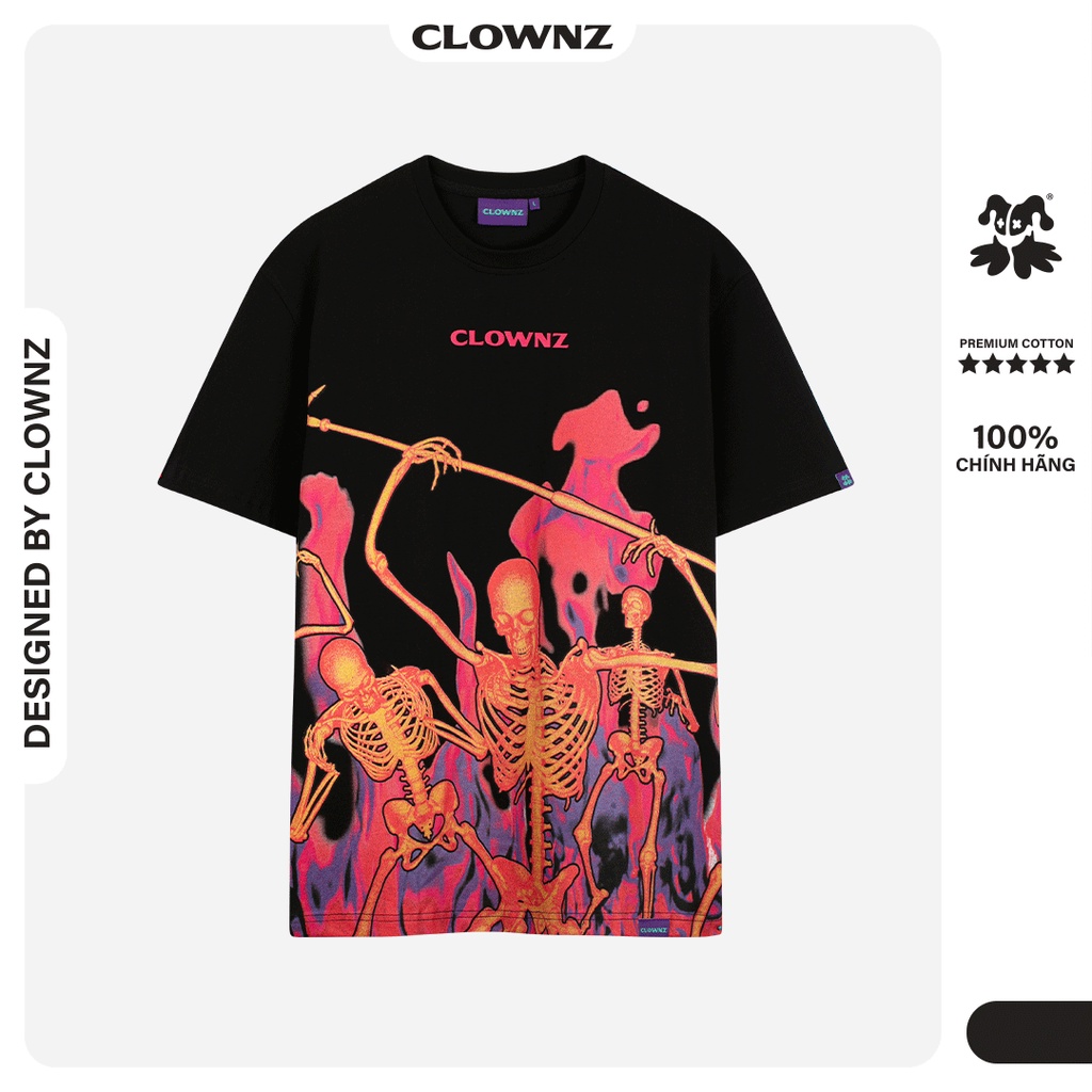[Mã TOPUSH giảm 40k đơn 150k] Áo thun tay lỡ local brand Clownz Rock Party phông cổ tròn form rộng cotton unisex nam nữ
