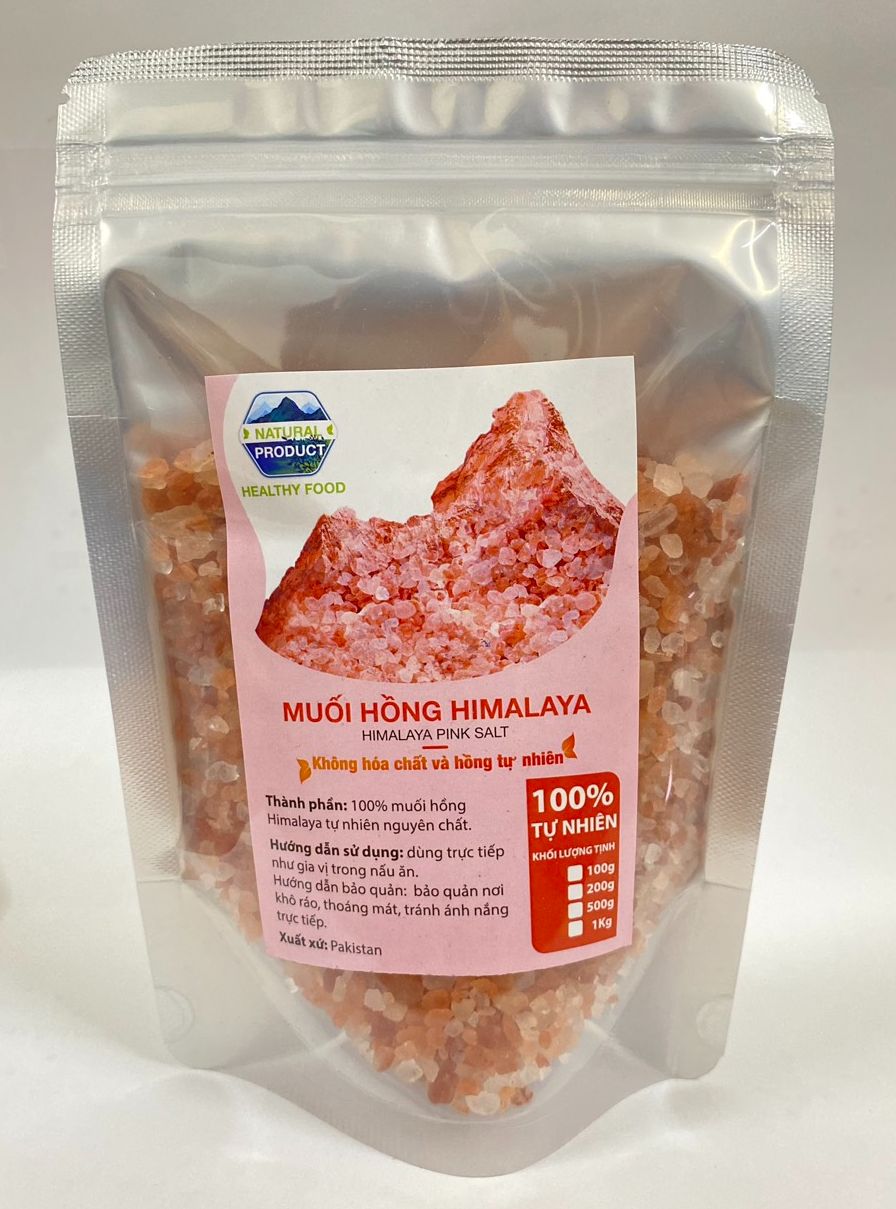 Muối Hồng Himalaya Organic Dạng Mịn và Hạt  Muối Hồng Pink Salt  Himalaya Nấu Ăn Ngâm Chân Điều Được 500GR-1KG