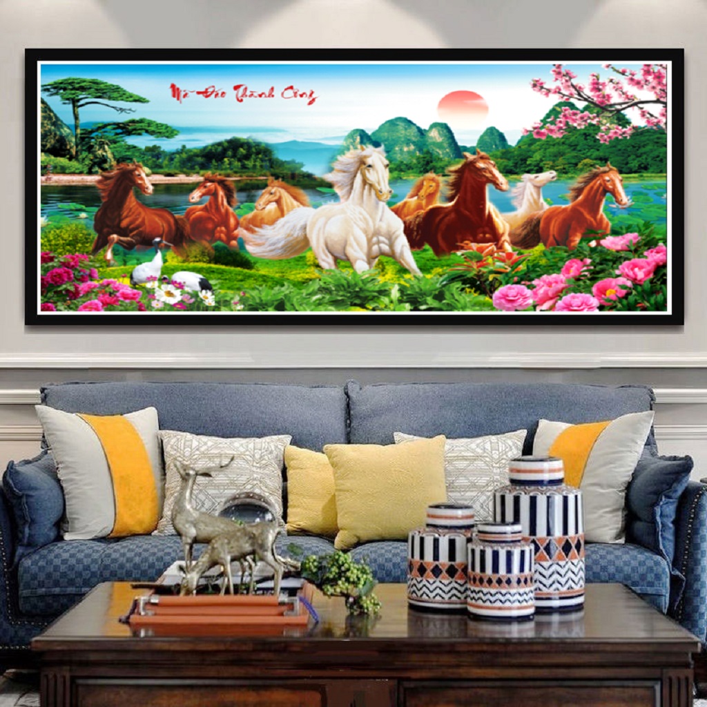 Tranh đính đá mã đáo thành công lv254 kt:100*54cm