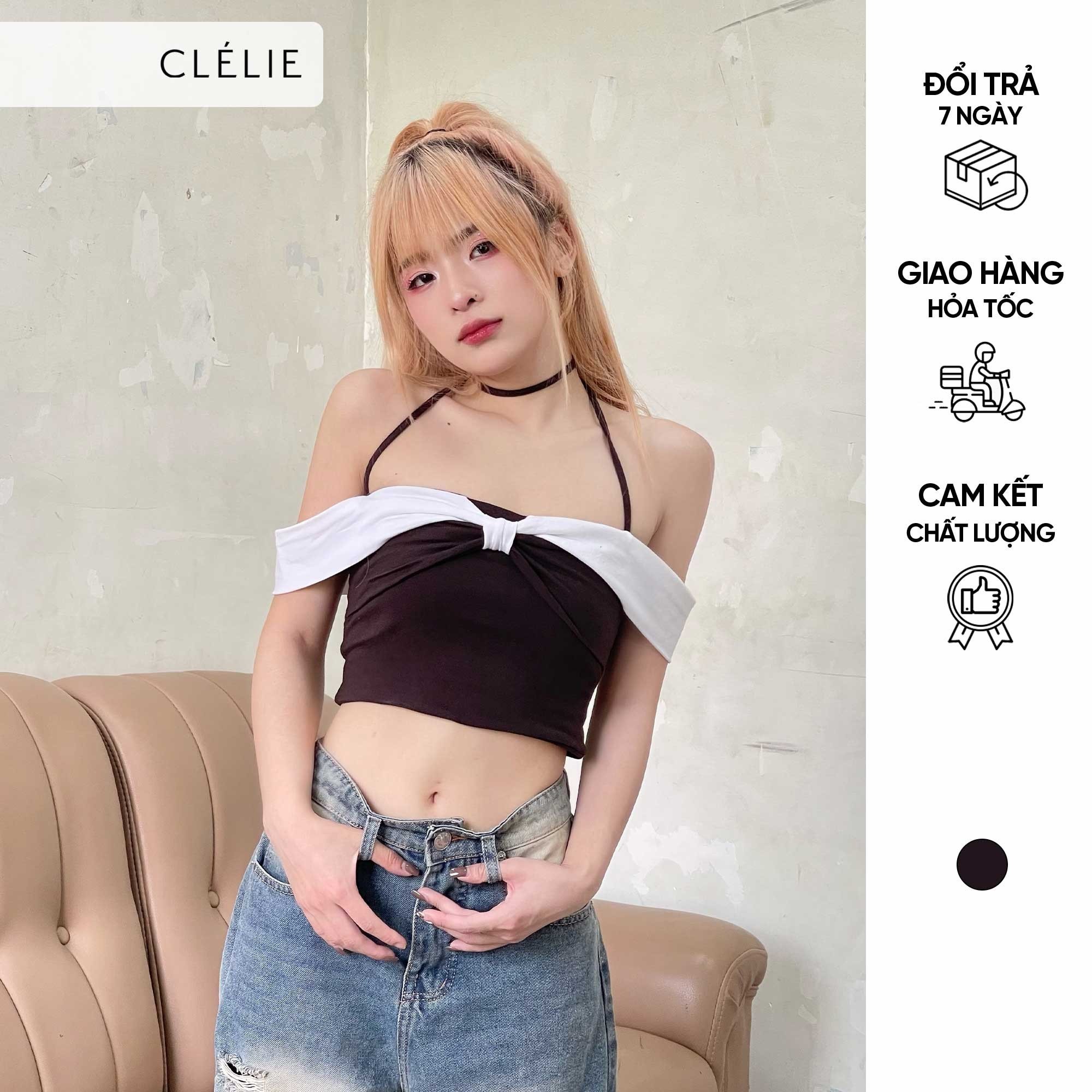 Áo croptop trễ vai | nika top - clélie