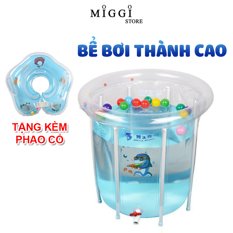 [TẶNG KÈM PHAO CỔ] Bể bơi thành cao Doctor Dolphin 80x80cm - Bể bơi phao trẻ em - Bể bơi cho bé - Hàng nhập khẩu cao cấp