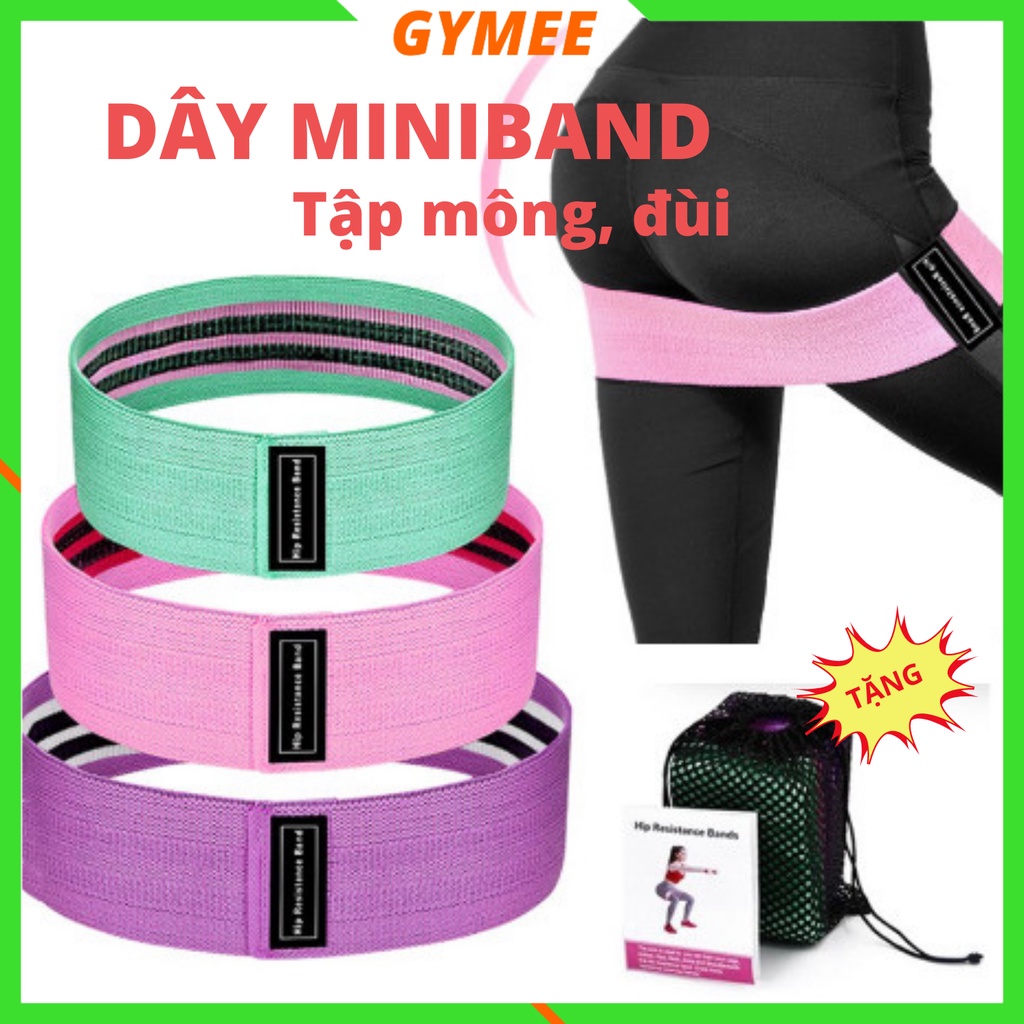 Dây miniband vải kháng lực tập mông đùi tập gym đàn hồi chống trượt 3 mức độ