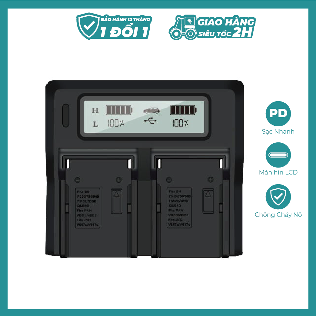 Dock sạc đôi f550/ f770/ f970 có màn lcd