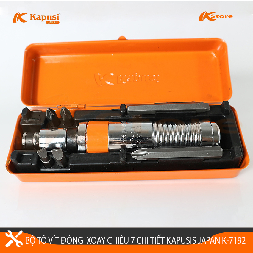 BỘ TÔ VÍT ĐÓNG ĐẢO CHIỀU 7 CHI TIẾT CAO CẤP KAPUSI JAPAN K-7192, TUA VÍT ĐÓNG NHẬT BẢN - TUA VÍT ĐA NĂNG