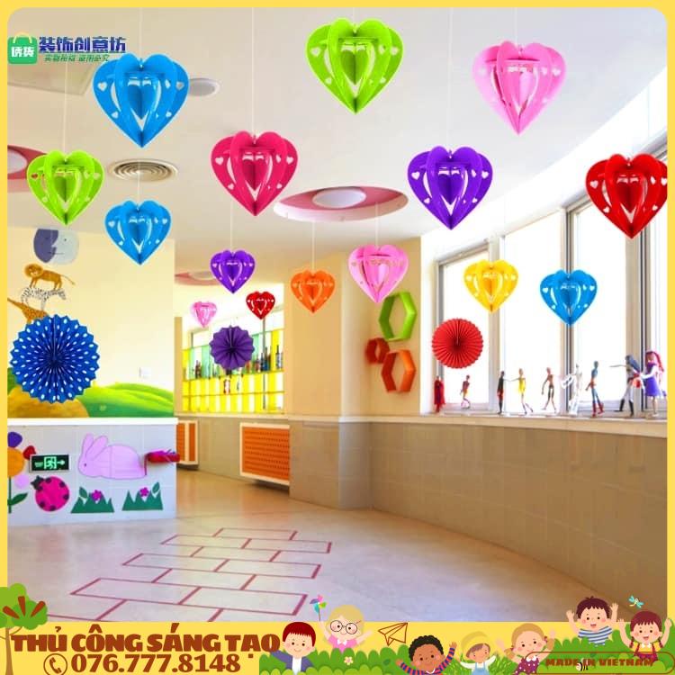 Cầu tim nỉ trang trí mầm non, trường tiểu học, quán cà phê, cẩm tú cầu, quả treo, lồng đèn Đèn Lồng Trang Trí tết
