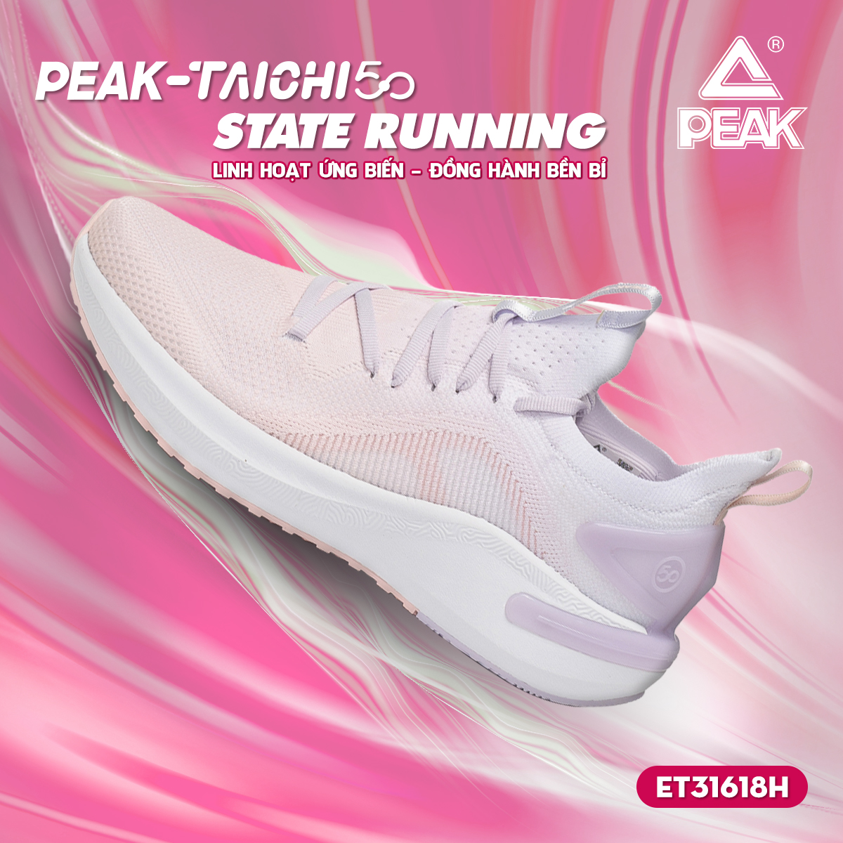 Giày chạy bộ nữ PEAK Running Taichi 5.0 State ET31618H