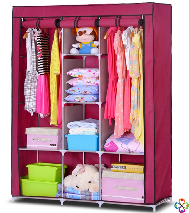 [Cam kết như hình] TỦ QUẦN ÁO GIA ĐÌNH 3 BUỒNG 8 NGĂN INOX CAO CẤP - Tủ quần áo cao cấp , Tủ vải, Tủ vải đựng quần áo, Tủ vải quần áo, Tủ vải treo quần áo