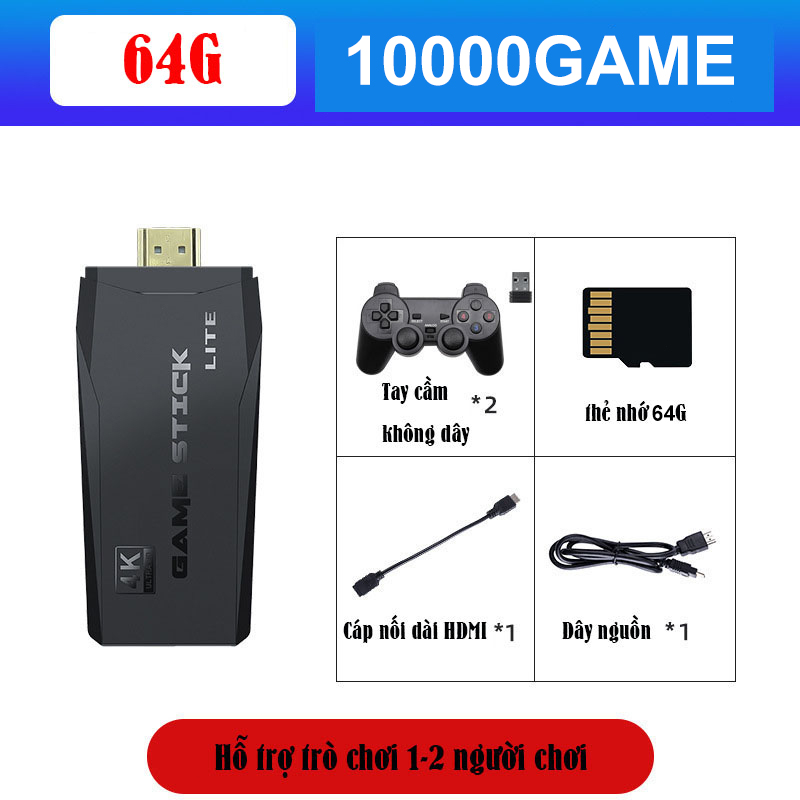 Máy Chơi Game, kết nối HDMI TV 4K 10000 games - 2 người chơi - thẻ nhớ TF 32Gb/64Gb