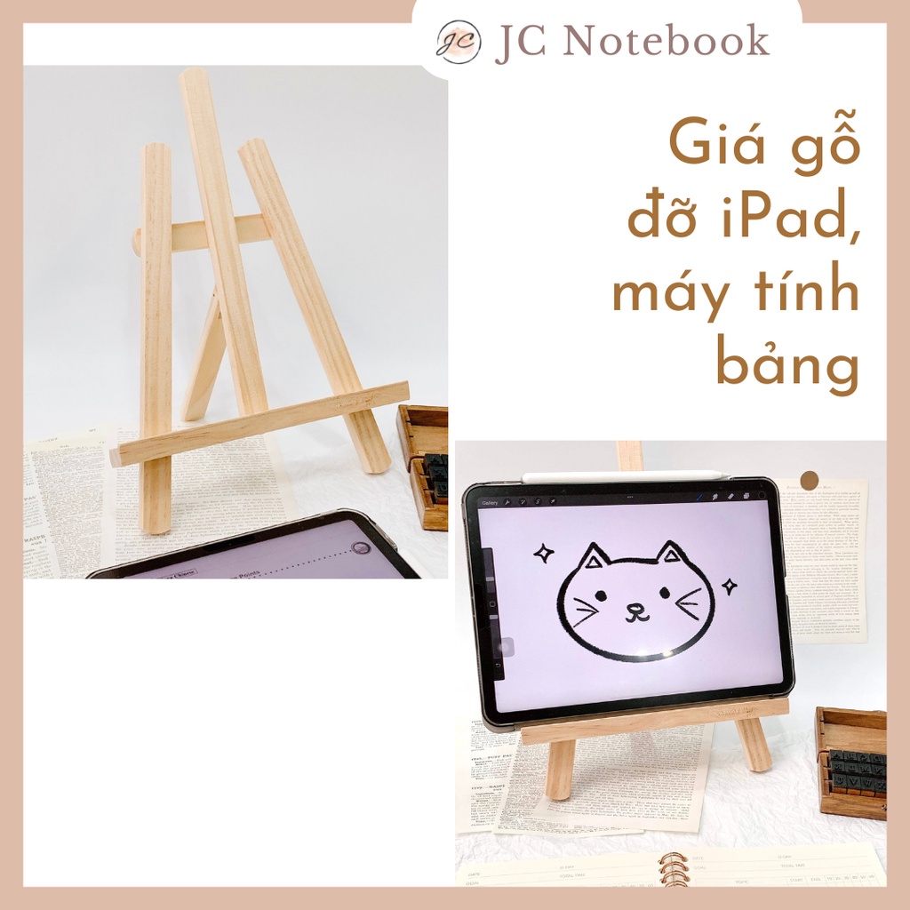 Giá gỗ đỡ ipad / sách vở - kệ gỗ giữ máy tính bảng